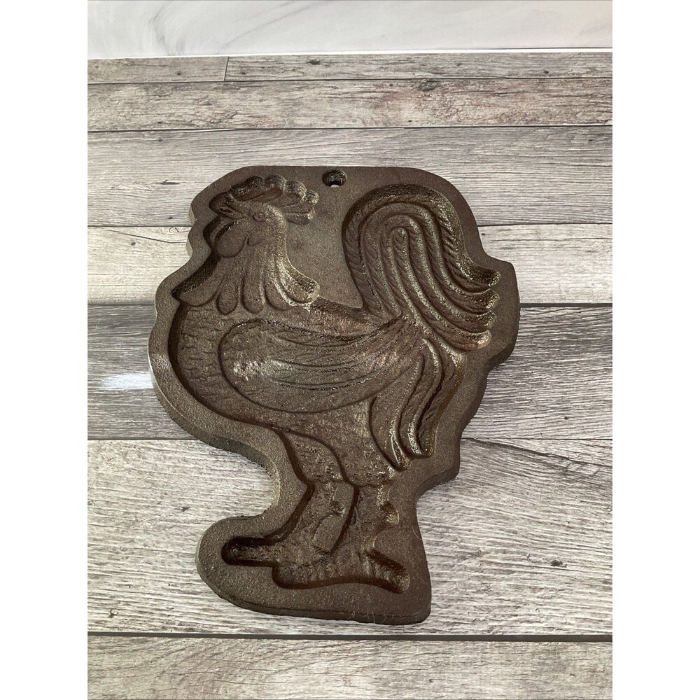 Vintage Cast Iron Rooster Wall Hanging Mould  J. Wright Farmhouse Decor Cookie
